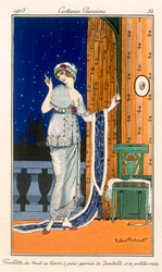Chemise de nuit en pelouse à pois avec dentelle et mini-roses, 1914